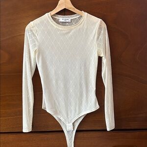 White Sheer Long Sleeve Bodysuit